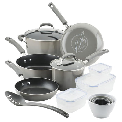 19-Piece Sea Salt Gray Nonstick Cookware Set with Containers - Super Arbor