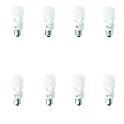 60-Watt Equivalent Spiral Non-Dimmable CFL Light Bulb Soft White (8-Pack) - Super Arbor