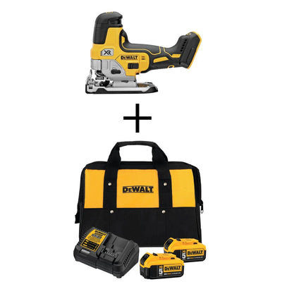 20-Volt MAX XR Cordless Body Grip Jig Saw with Two 20-Volt 5.0Ah Batteries, Charger and Bag - Super Arbor