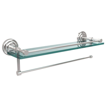 Prestige Que New 16 in. L x 5 in. H x 5 in. W Paper Towel Holder with Gallery Clear Glass Shelf in Polished Chrome - Super Arbor