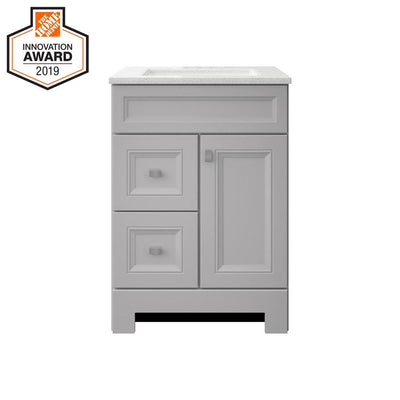 Sedgewood 24-1/2 in. Bath Vanity in Dove Gray with Solid Surface Technology Vanity Top in Arctic with White Sink - Super Arbor
