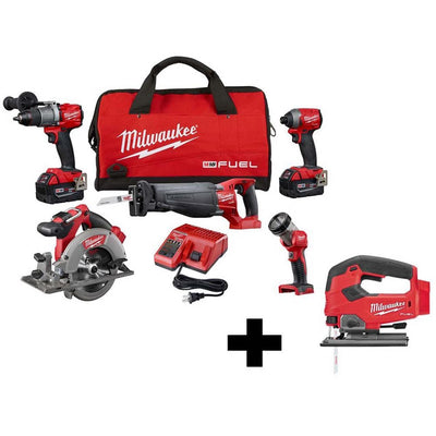 M18 FUEL 18-Volt Lithium-Ion Brushless Cordless Combo Kit (5-Tool) with  M18 FUEL Cordless Jig Saw - Super Arbor
