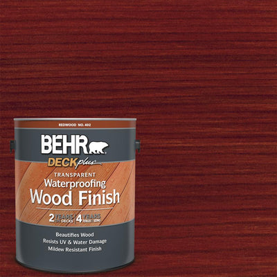 BEHR DECKplus 1 gal. Redwood Transparent Waterproofing Exterior Wood Finish - Super Arbor