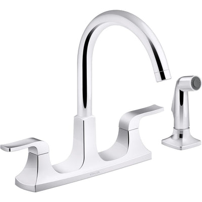 Rubicon 2-Handle Standard Kitchen Faucet with Sidespray in Polished Chrome - Super Arbor