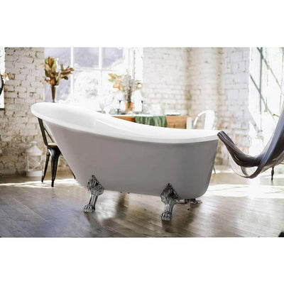 Pantin 69 in. Acrylic Clawfoot Freestanding Bathtub in White - Super Arbor