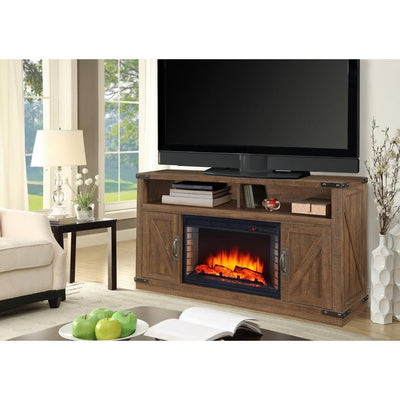 Aberfoyle 48 in. Freestanding Electric Fireplace TV Stand in Rustic Brown - Super Arbor
