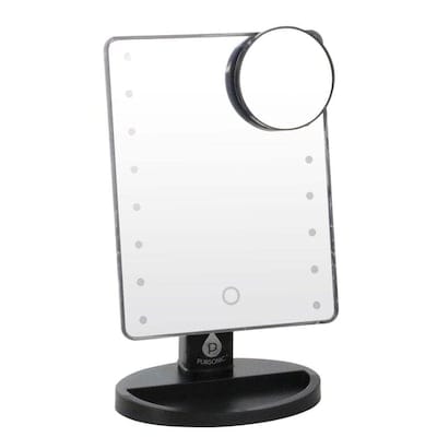Pursonic Pursonic LED Dimmable Touch Vanity Makeup Mirror with Detachable 5X Mirror in Black