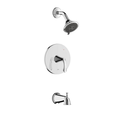 Arts et Metiers Single Handle 3-Spray Regular, Massage and Both Tub and Shower Faucet with Rough-In Valve in Chrome - Super Arbor