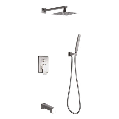 Talise 2-Handle 1-Spray Tub and Shower Faucet with 3-Setting with 304T Stainless Steel in Nickel (Valve Included) - Super Arbor