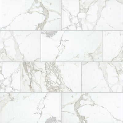 Daltile QuicTile 12 in. x 24 in. Calacatta Marvel Matte Porcelain Locking Floor Tile (9.6 sq. ft. / case) - Super Arbor