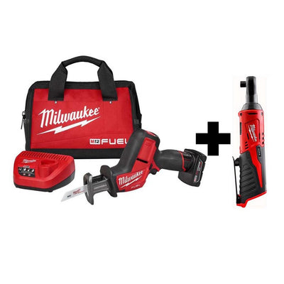 M12 FUEL 12-Volt Lithium-Ion Brushless Cordless HACKZALL Reciprocating Saw Kit W/ Free M12 3/8 in. Ratchet - Super Arbor