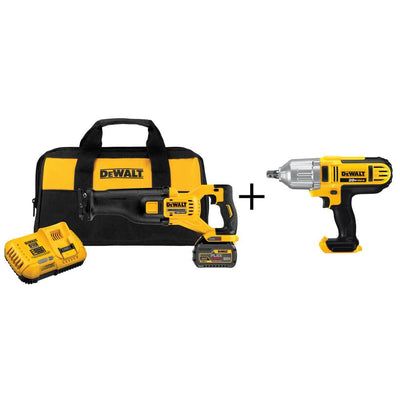 FLEXVOLT 60-Volt MAX Lithium-Ion Cordless Brushless Reciprocating Saw with (1) Battery and Bonus 1/2 in. Impact Wrench - Super Arbor