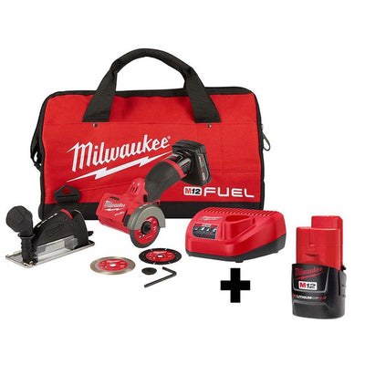 M12 FUEL 12-Volt 3 in. Lithium-Ion Brushless Cordless Cut Off Saw Kit with Bonus M12 2.0 Ah Battery - Super Arbor