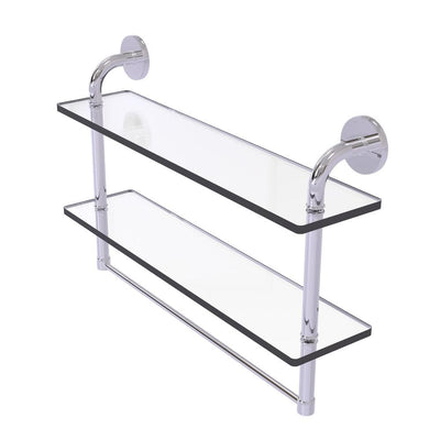 Remi Collection 22 in. 2-Tiered Glass Shelf with Integrated Towel Bar in Polished Chrome - Super Arbor