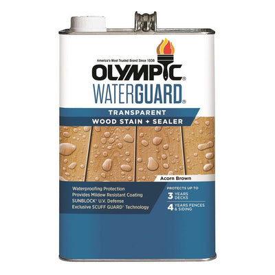 Olympic WaterGuard 1 gal. Acorn Brown Transparent Wood Stain and Sealer - Super Arbor