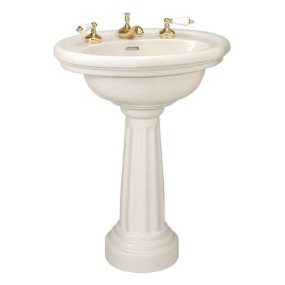 RENOVATORS SUPPLY MANUFACTURING Philadelphia 26 in. Pedestal Sink with Oval-Shaped Vessel China Gloss in Biscuit - Super Arbor