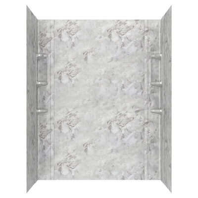 Ovation 32 in. x 60 in. x 72 in. 5-Piece Glue-Up Alcove Shower Wall Set in Silver Celestial - Super Arbor