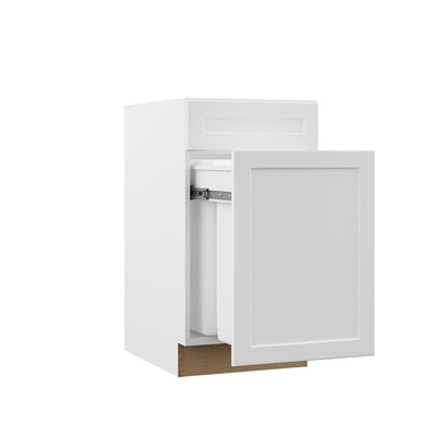 Designer Series Melvern Assembled 18x34.5x23.75 in. Dual Pull Out Trash Can Base Kitchen Cabinet in White