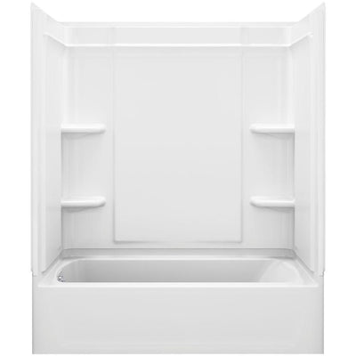 Ensemble Medley 60 in. x 31.125 in. x 74.25 in. 4-piece Tongue and Groove Tub Wall in White - Super Arbor