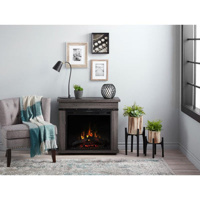 Morgan 29 in. Mantel with a 23 in. Electric Fireplace in Charcoal Oak - Super Arbor