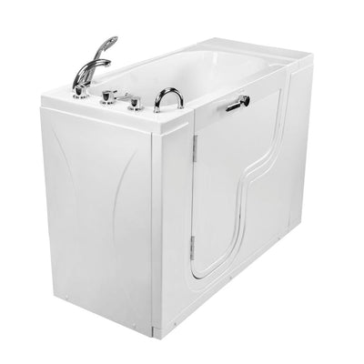 Wheelchair Transfer26 52 in. Acrylic Walk in Soaking Tub in White with Thermostatic Faucet Set and Left 2 in. Dual Drain - Super Arbor