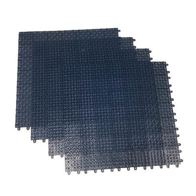 Blue Regenerated 22 in. x 22 in. Polypropylene Interlocking Floor Mat System (Set of 4 Tiles) - Super Arbor