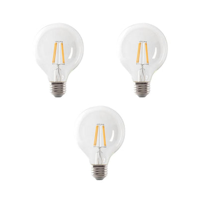 Feit Electric 100-Watt Equivalent G25 Dimmable Filament LED Clear Glass Light Bulb in Daylight (5000K) (3-Pack) - Super Arbor
