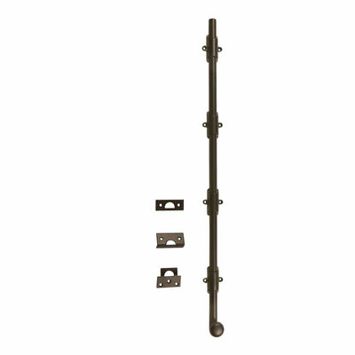 24 in. Solid Brass Oil-Rubbed Bronze Heavy-Duty Surface Bolt with Round Knob - Super Arbor