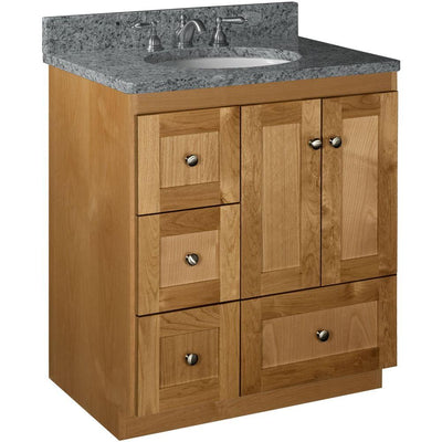 Shaker 30 in. W x 21 in. D x 34.5 in. H Vanity with Left Drawers Cabinet Only in Natural Alder - Super Arbor