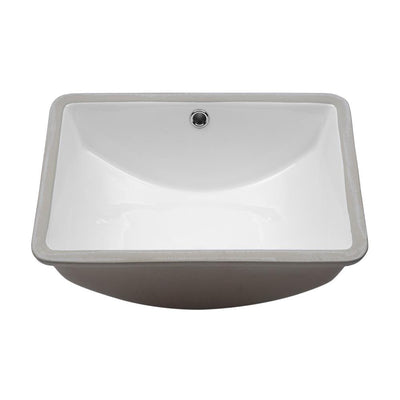 LORDEAR 18.25 in. Undermount Vessel Sink Modern in Pure White Rectangle Porcelain Ceramic Lavatory Vanity Bathroom Sink - Super Arbor