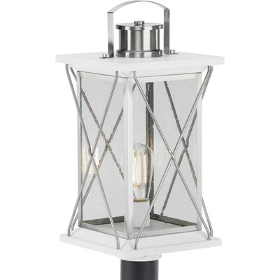 Barlowe 1-Light Brushed Nickel 4x4 Deck Post Light Post Lantern - Super Arbor