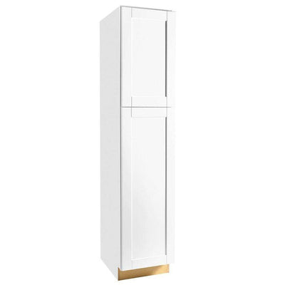 Shaker Assembled 18x84x24 in. Pantry Kitchen Cabinet in Satin White - Super Arbor