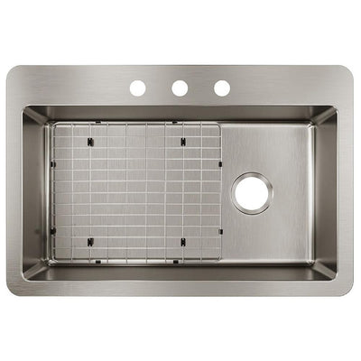 Avenue Drop-in/Undermount Stainless Steel 33 in. Single Bowl Kitchen Sink with Bottom Grid - Super Arbor