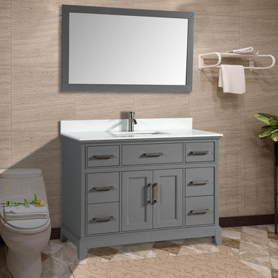 Genoa 60 in. W x 22 in. D x 36 in. H Bath Vanity in Grey with Vanity Top in White with White Basin and Mirror - Super Arbor