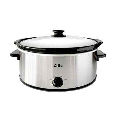 6 Qt Oval Stainless Steel Slow Cooker with Glass Lid - Super Arbor
