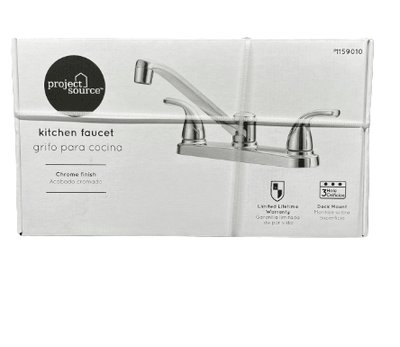 Project Source Chrome 2-Handle Deck-Mount Low-Arc Handle Kitchen Faucet (Deck Plate Included)