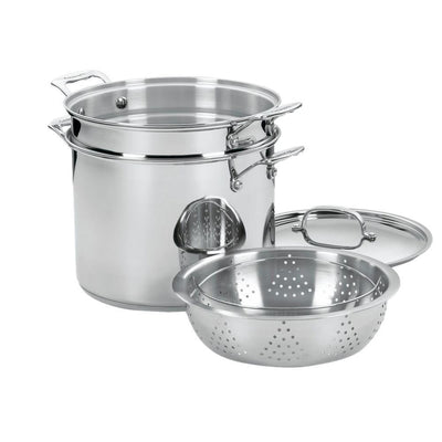Chef's Classic 12 qt. Stainless Steel Pasta Pot with Lid and Steamer Insert - Super Arbor