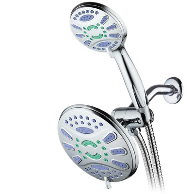 Antimicrobial 48-Spray 7 in. High Pressure 3-Way Dual Rain Shower Head and Handheld Shower Head Combo in Chrome - Super Arbor