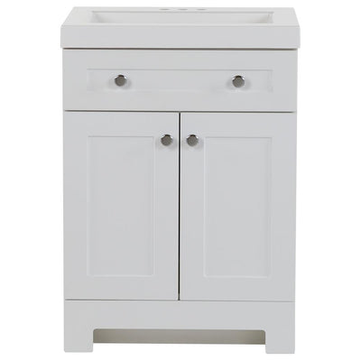 Everdean 24.5 in. W x 19 in. D x 34 in. H Bath Vanity in White with Cultured Marble Vanity Top in White with White Sink - Super Arbor