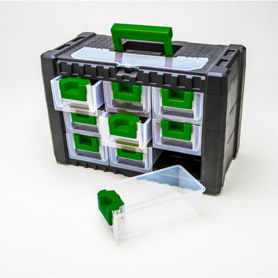 15 in. 9-Drawer Plastic Tool Box in Green or Black - Super Arbor