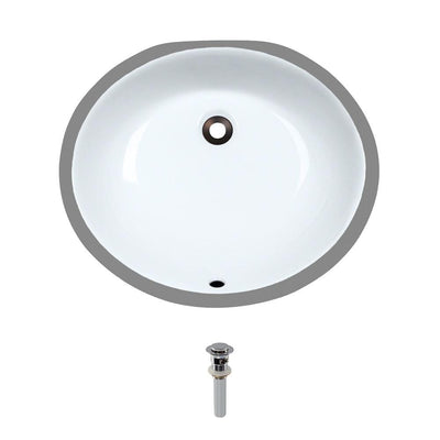 MR Direct Undermount Porcelain Bathroom Sink in White with Pop-Up Drain in Chrome - Super Arbor