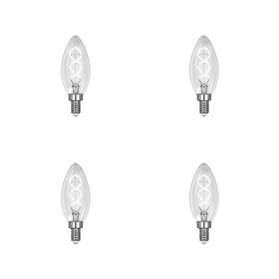 Feit Electric 25-Watt Equivalent B10 Dim Candelabra Clear Glass Vintage Eidson LED Light Bulb with Spiral Filament Daylight (4-Pack) - Super Arbor