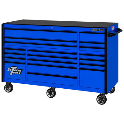 72 in. 19-Drawer Roller Cabinet Tool Chest in Blue with Black Drawer Pulls - Super Arbor