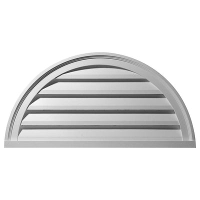 40 in. x 20 in. Half Round Primed Polyurethane Paintable Gable Louver Vent - Super Arbor
