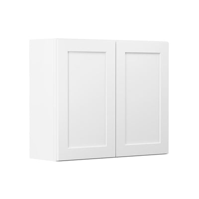 Shaker Ready To Assemble 33 in. W x 30 in. H x 12 in. D Plywood Wall Kitchen Cabinet in Denver White Painted Finish