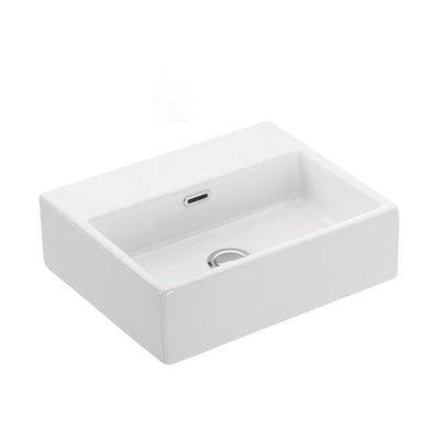 WS Bath Collections Quattro 40 Wall Mount / Vessel Bathroom Sink in Ceramic White without Faucet Hole - Super Arbor