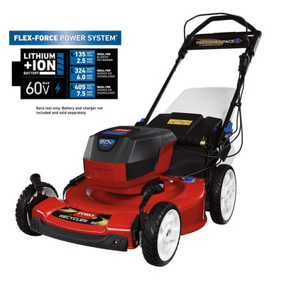 Toro 22 in. Recycler 60-Volt Max Lithium-Ion Cordless Battery Walk Behind Personal Pace Mower - Battery/Charger Not Included - Super Arbor