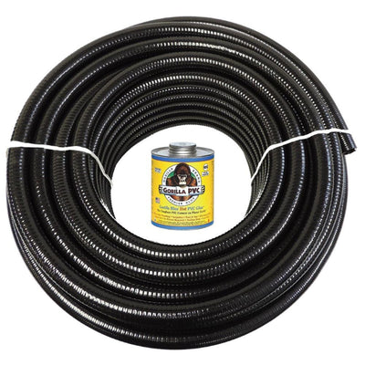 3/4 in. x 50 ft. Black PVC Schedule 40 Flexible Pipe with Gorilla Glue - Super Arbor