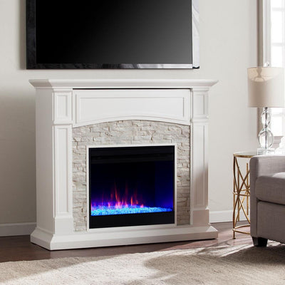 Ernesto Color Changing 46 in. Electric Fireplace in White - Super Arbor