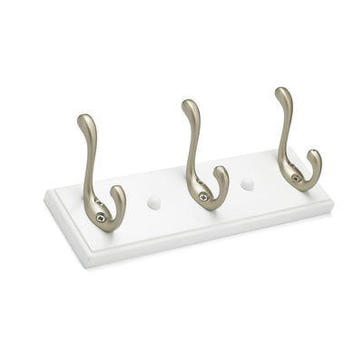 10 in. L White Board with Satin Nickel Hooks - Super Arbor